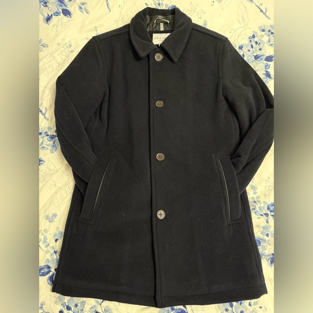 Cole Haan Men's Navy Wool Coat Size Small